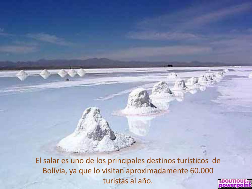 El salar es uno de los principales destinos turísticos de Bolivia, ya que lo visitan aproximadamente turistas al año.