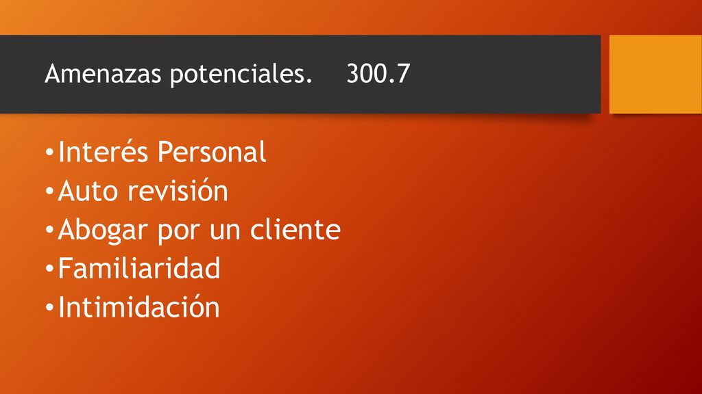 Interés Personal Auto revisión Abogar por un cliente Familiaridad
