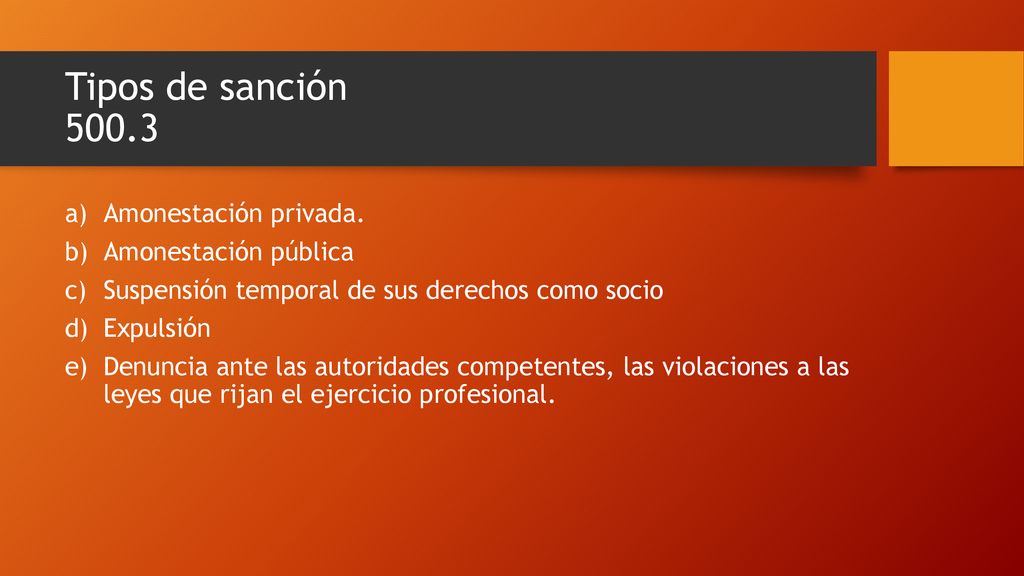 Tipos de sanción Amonestación privada. Amonestación pública