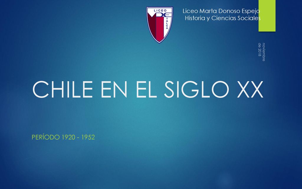 CHILE EN EL SIGLO XX PERÍODO Liceo Marta Donoso Espejo