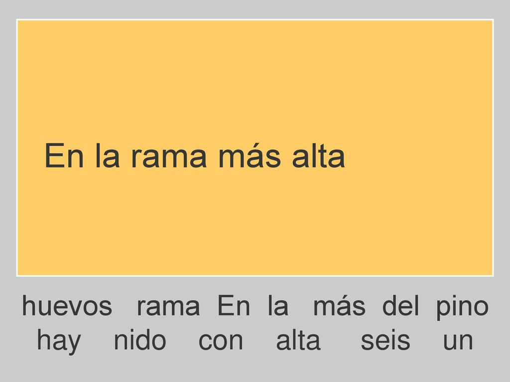 En la rama más alta huevos rama En la más del pino