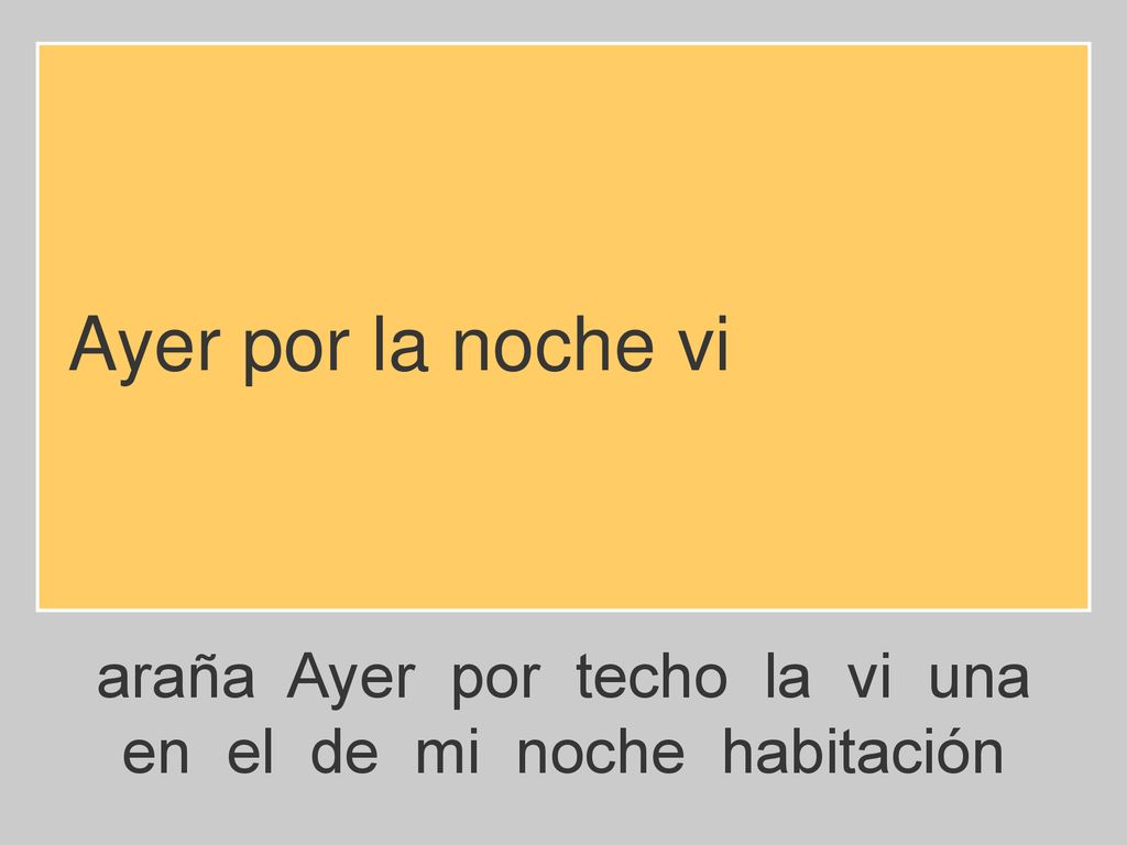 Ayer por la noche vi araña Ayer por techo la vi una