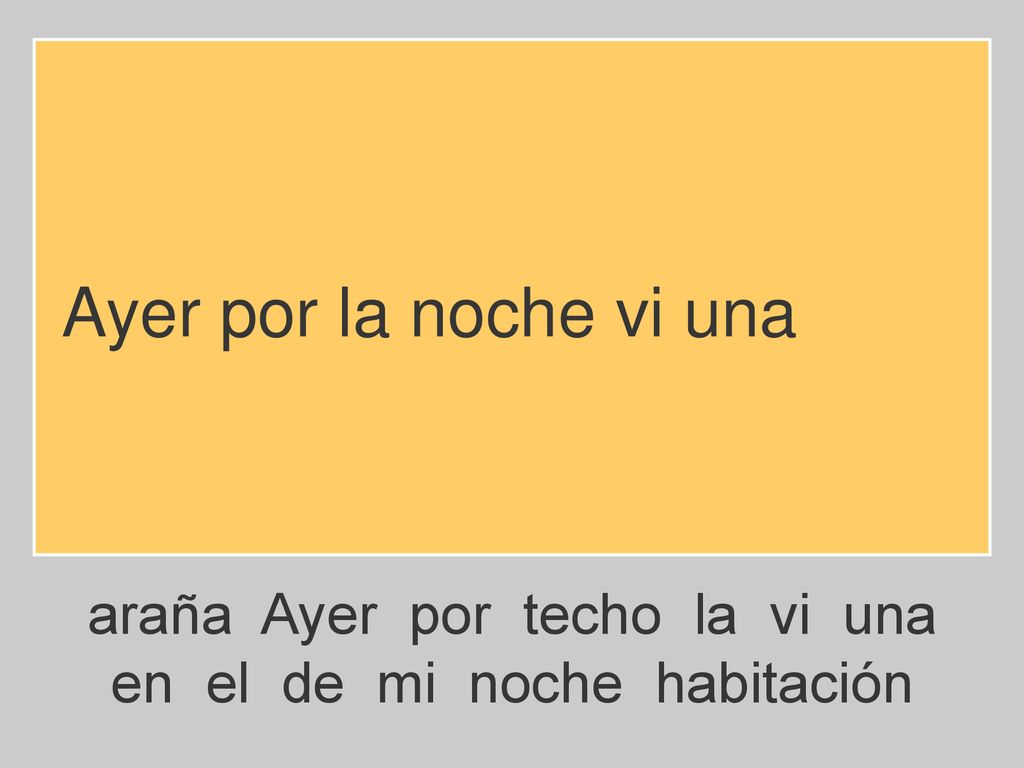 Ayer por la noche vi una araña Ayer por techo la vi una