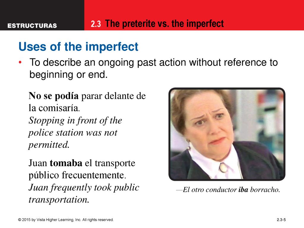 09/28/09 Uses of the imperfect. To describe an ongoing past action without reference to beginning or end.