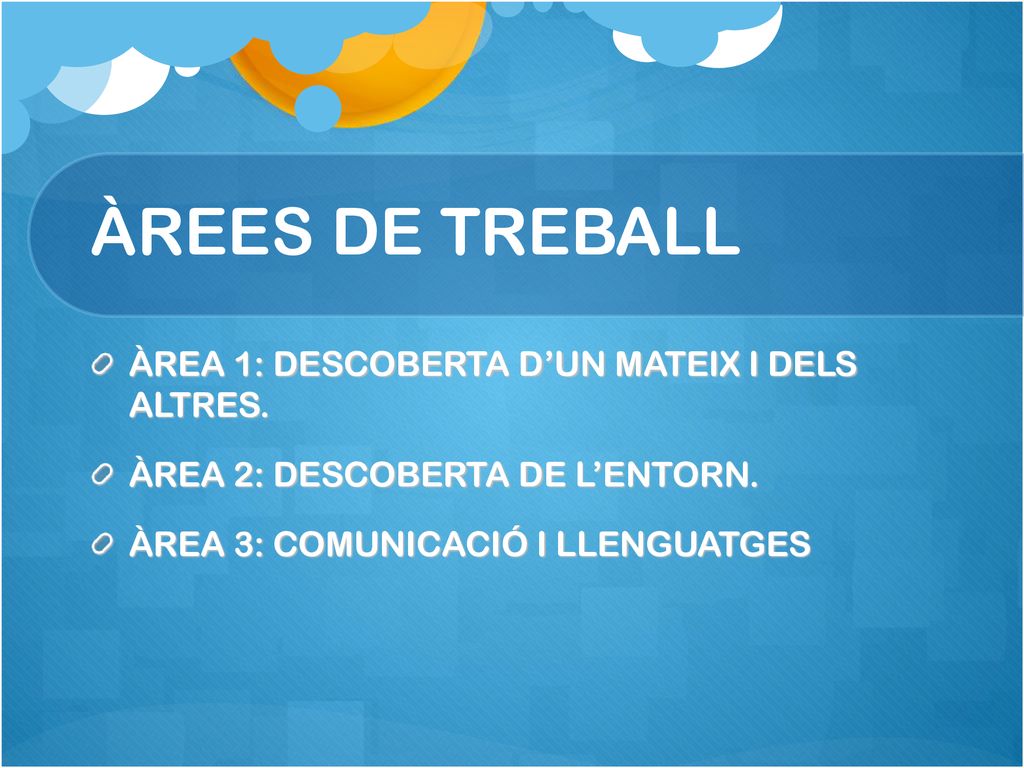 ÀREES DE TREBALL ÀREA 1: DESCOBERTA D’UN MATEIX I DELS ALTRES.