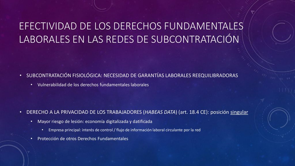 EFECTIVIDAD DE LOS DERECHOS FUNDAMENTALES LABORALES EN LAS REDES DE SUBCONTRATACIÓN