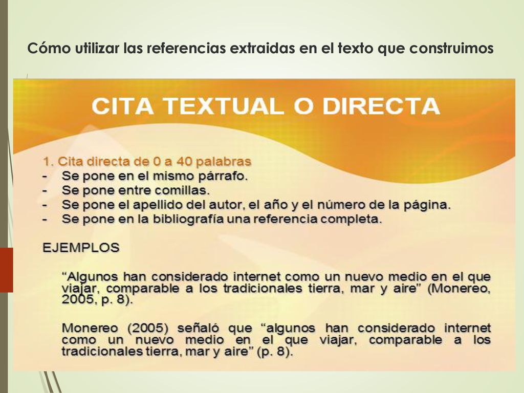 Cómo utilizar las referencias extraidas en el texto que construimos