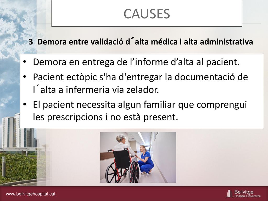 CAUSES Demora en entrega de l’informe d’alta al pacient.