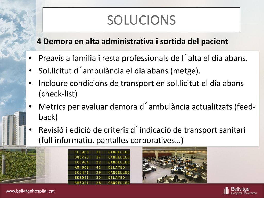 SOLUCIONS 4 Demora en alta administrativa i sortida del pacient