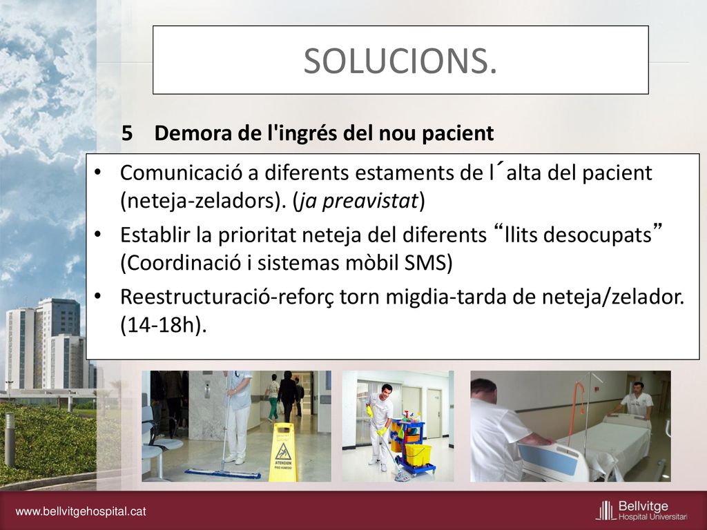 SOLUCIONS. 5 Demora de l ingrés del nou pacient