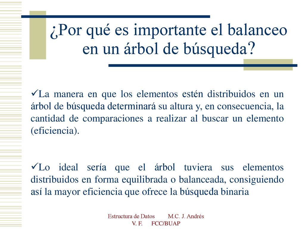 ¿Por qué es importante el balanceo en un árbol de búsqueda