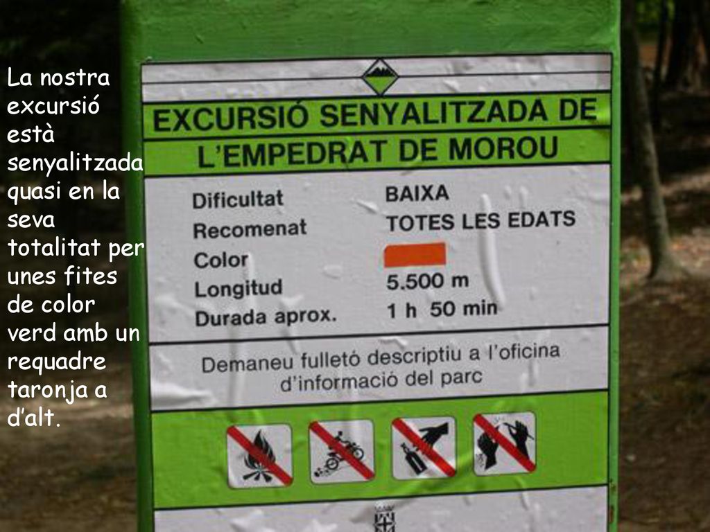 La nostra excursió està senyalitzada quasi en la seva totalitat per unes fites de color verd amb un requadre taronja a d’alt.