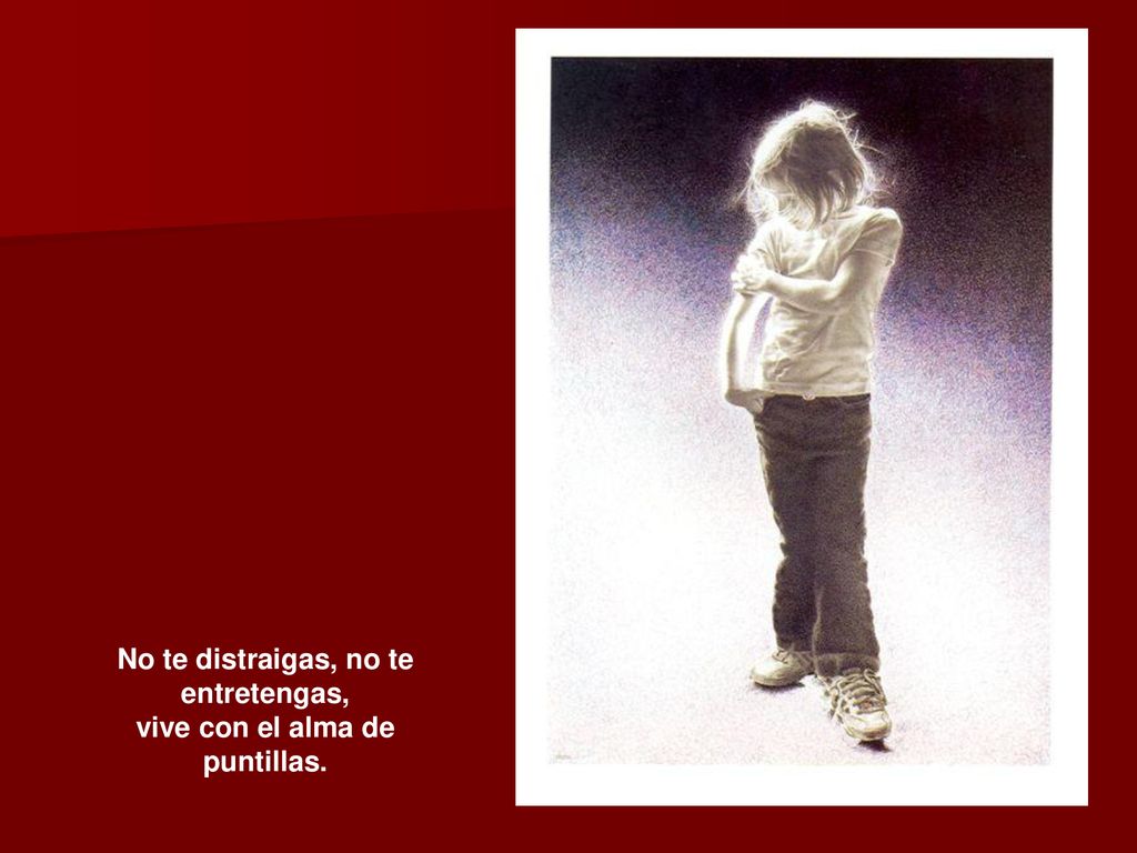 No te distraigas, no te entretengas, vive con el alma de puntillas.