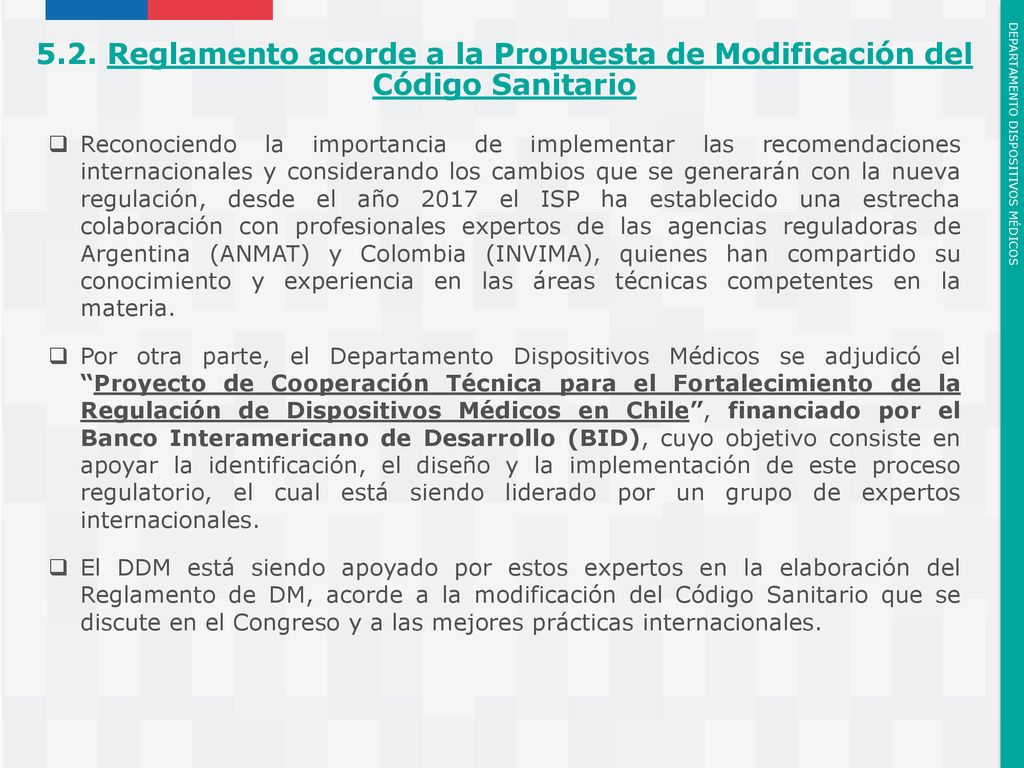 5.2. Reglamento acorde a la Propuesta de Modificación del Código Sanitario