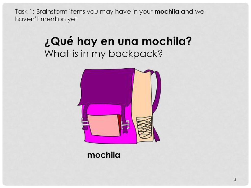 ¿Qué hay en una mochila What is in my backpack mochila