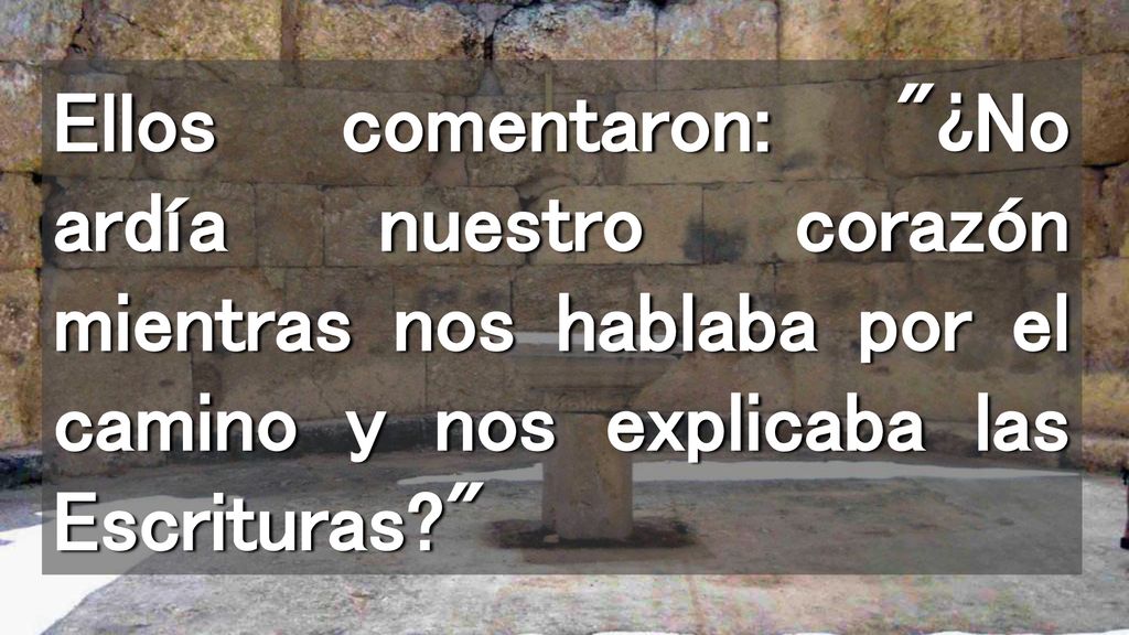 Ellos comentaron: ¿No ardía nuestro corazón mientras nos hablaba por el camino y nos explicaba las Escrituras