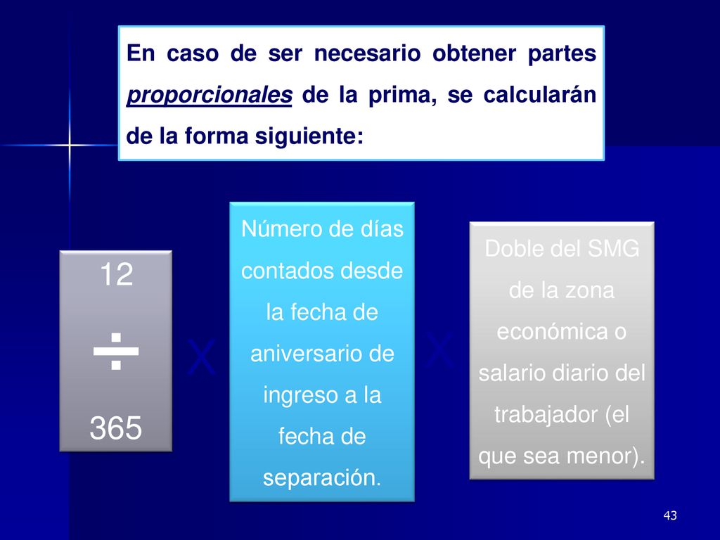 En caso de ser necesario obtener partes proporcionales de la prima, se calcularán de la forma siguiente:
