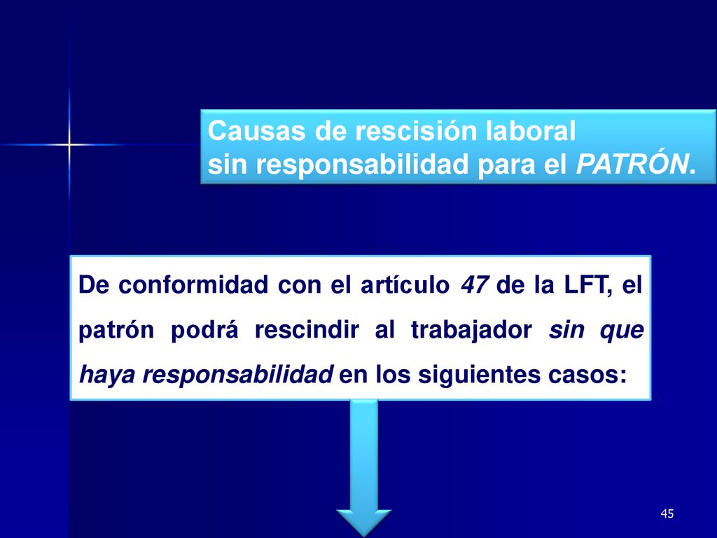 Causas de rescisión laboral sin responsabilidad para el PATRÓN.