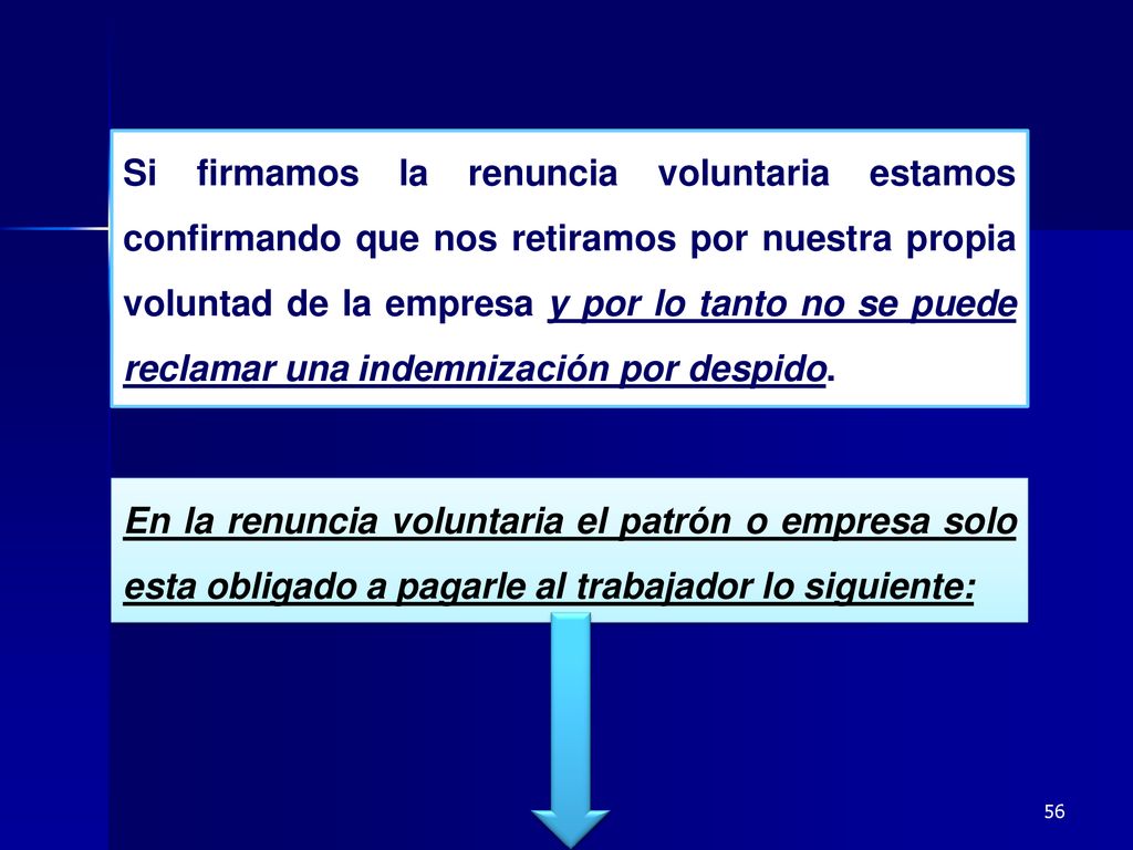 Si firmamos la renuncia voluntaria estamos confirmando que nos retiramos por nuestra propia voluntad de la empresa y por lo tanto no se puede reclamar una indemnización por despido.