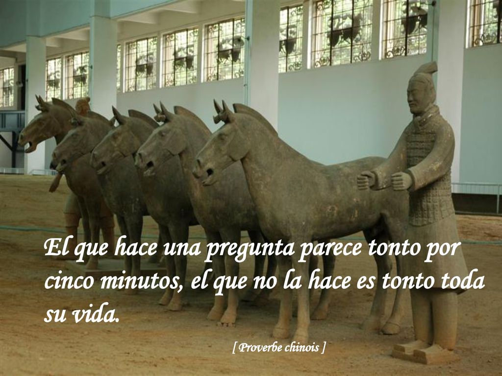 El que hace una pregunta parece tonto por cinco minutos, el que no la hace es tonto toda su vida.