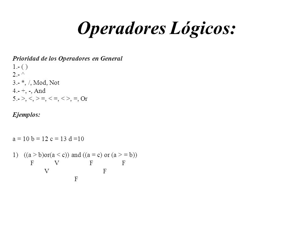 Operadores Lógicos: Prioridad de los Operadores en General 1.- ( )