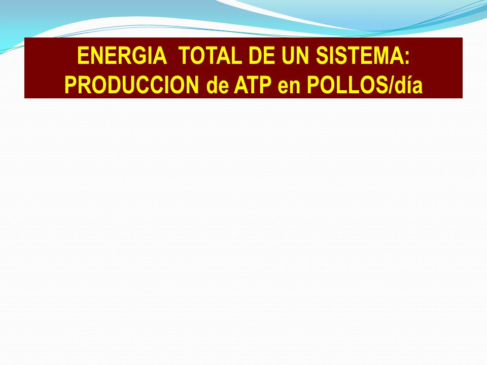 ENERGIA TOTAL DE UN SISTEMA: PRODUCCION de ATP en POLLOS/día