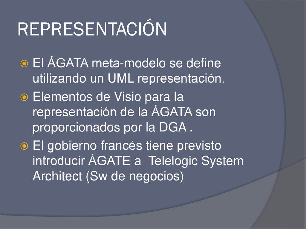 REPRESENTACIÓN El ÁGATA meta-modelo se define utilizando un UML representación.
