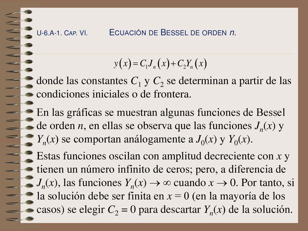 U-6.A-1. Cap. VI. Ecuación de Bessel de orden n.
