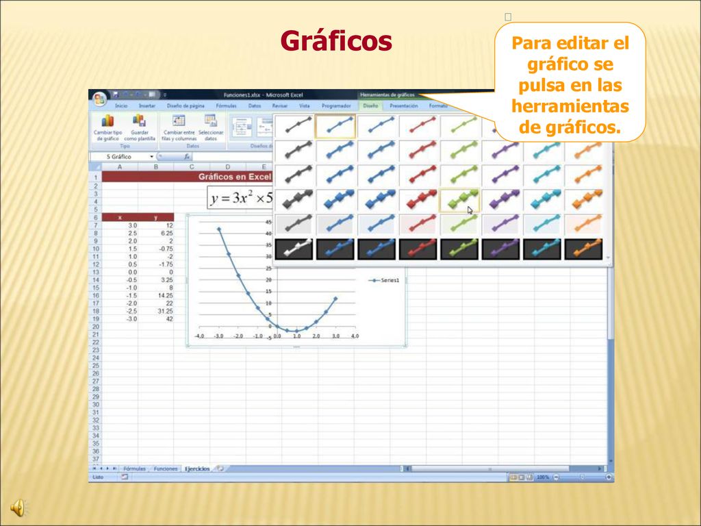 Para editar el gráfico se pulsa en las herramientas de gráficos.