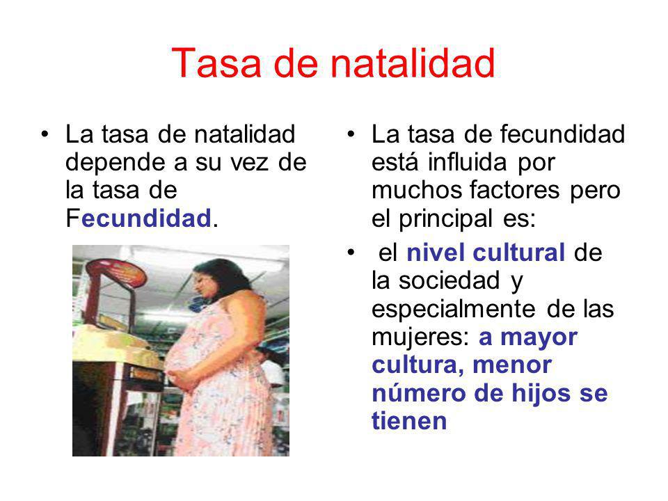 Tasa de natalidad La tasa de natalidad depende a su vez de la tasa de Fecundidad.