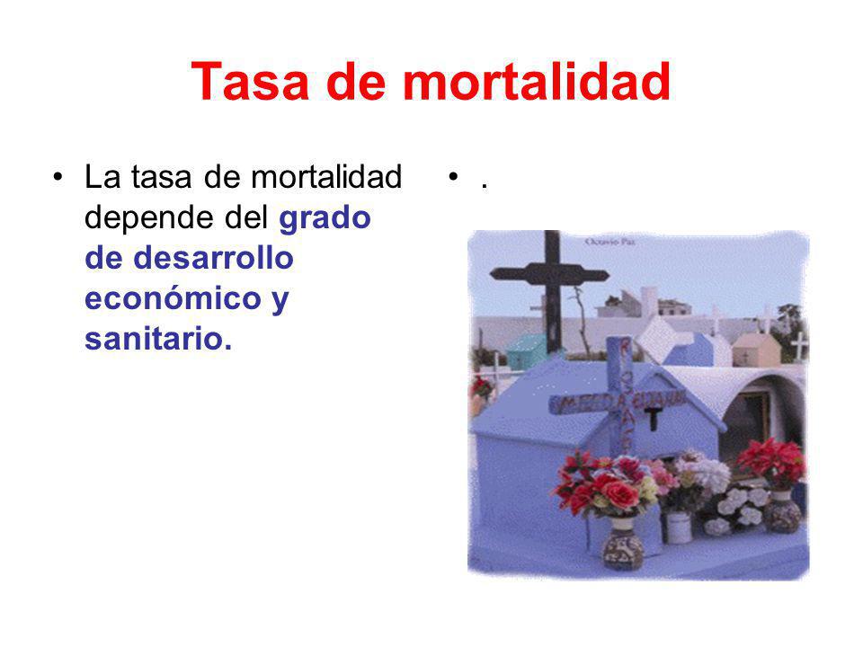Tasa de mortalidad La tasa de mortalidad depende del grado de desarrollo económico y sanitario. .