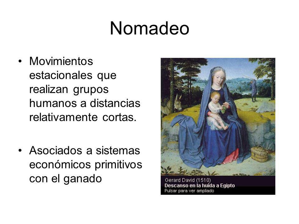 Nomadeo Movimientos estacionales que realizan grupos humanos a distancias relativamente cortas.