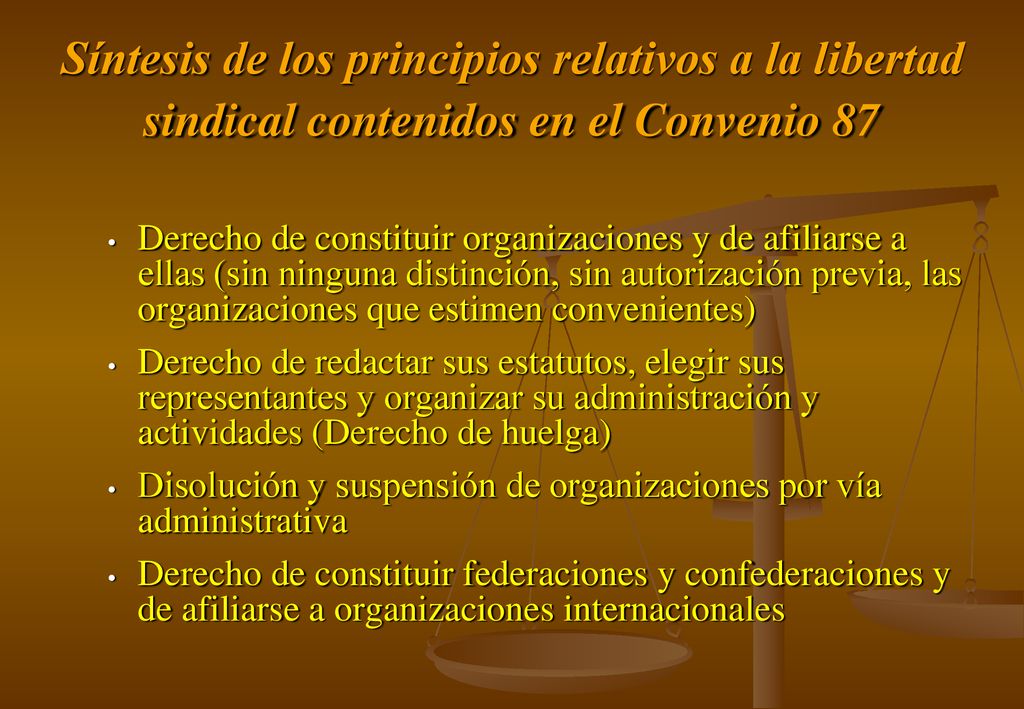 Síntesis de los principios relativos a la libertad sindical contenidos en el Convenio 87