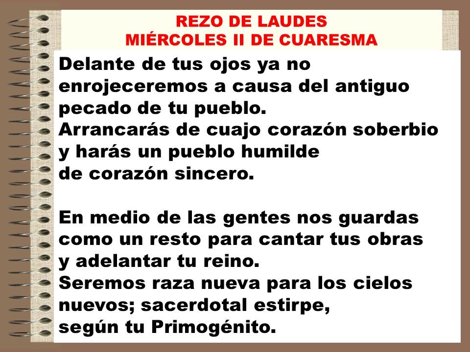 MIÉRCOLES II DE CUARESMA