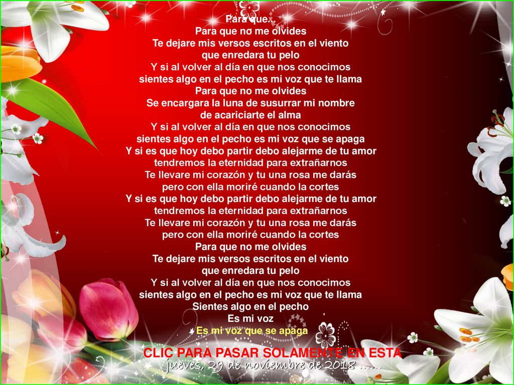 CLIC PARA PASAR SOLAMENTE EN ESTA jueves, 29 de noviembre de 2018 ……