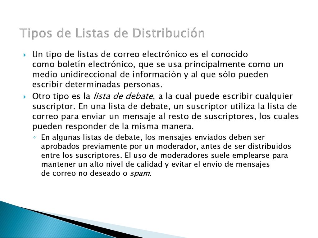 Tipos de Listas de Distribución