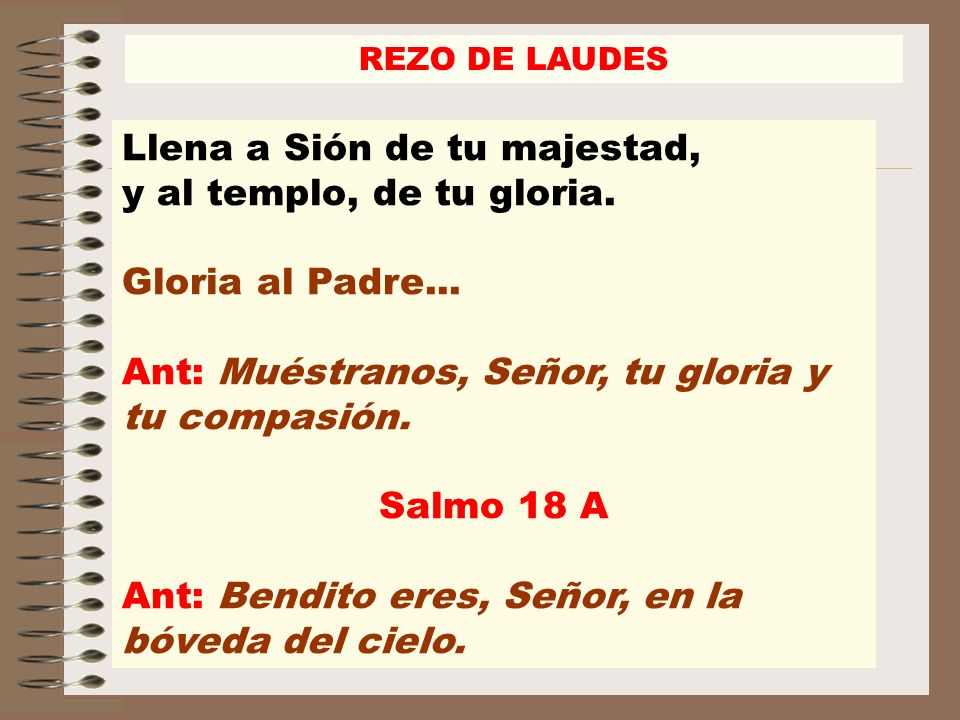 Ant: Muéstranos, Señor, tu gloria y tu compasión.