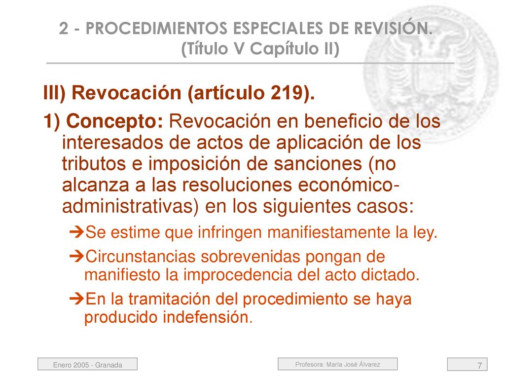 2 - PROCEDIMIENTOS ESPECIALES DE REVISIÓN. (Título V Capítulo II)