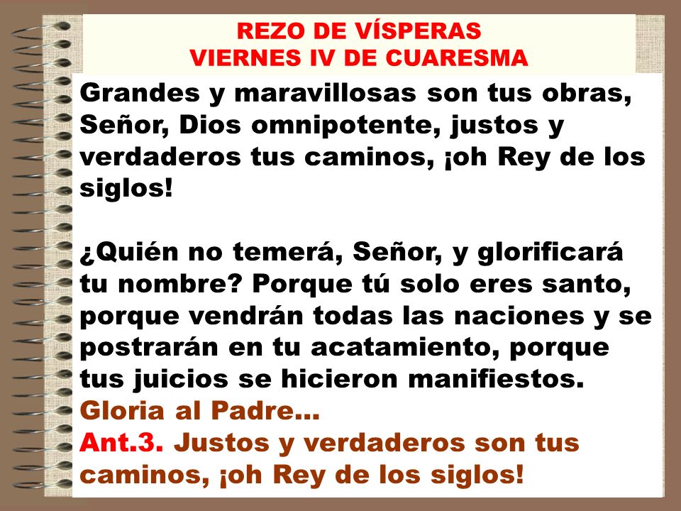 Ant.3. Justos y verdaderos son tus caminos, ¡oh Rey de los siglos!