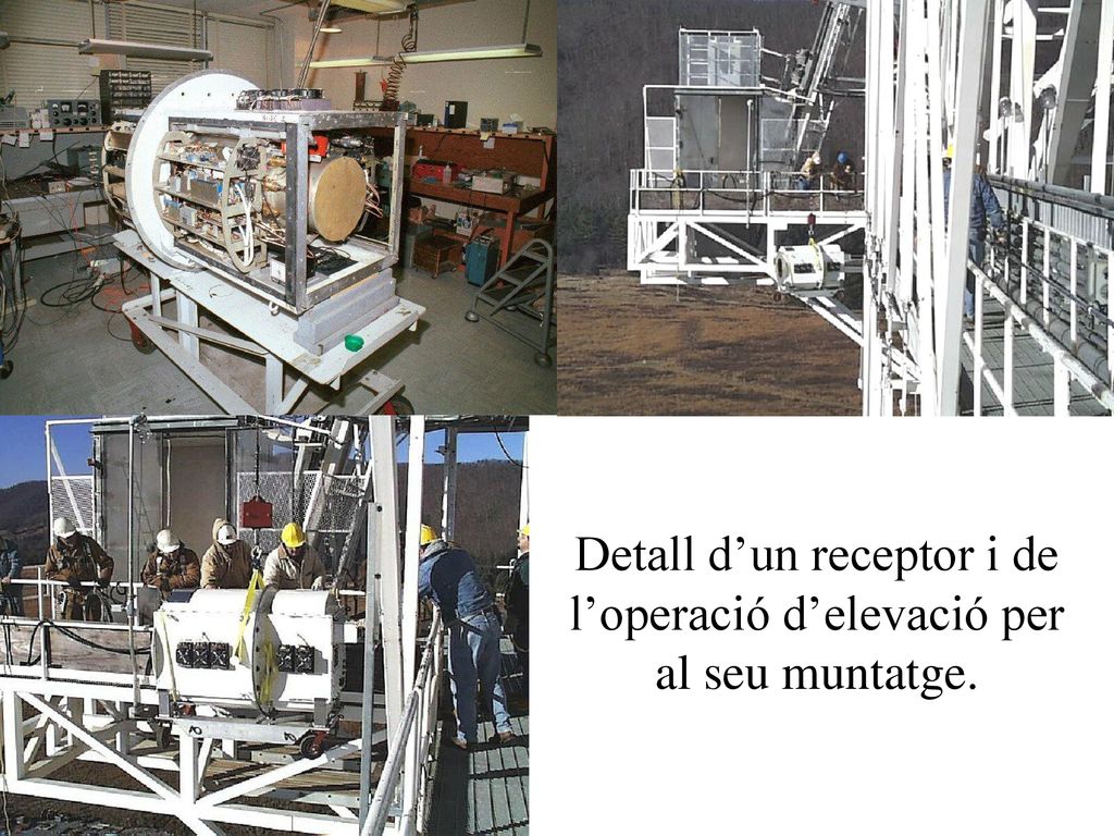 Detall d’un receptor i de l’operació d’elevació per al seu muntatge.