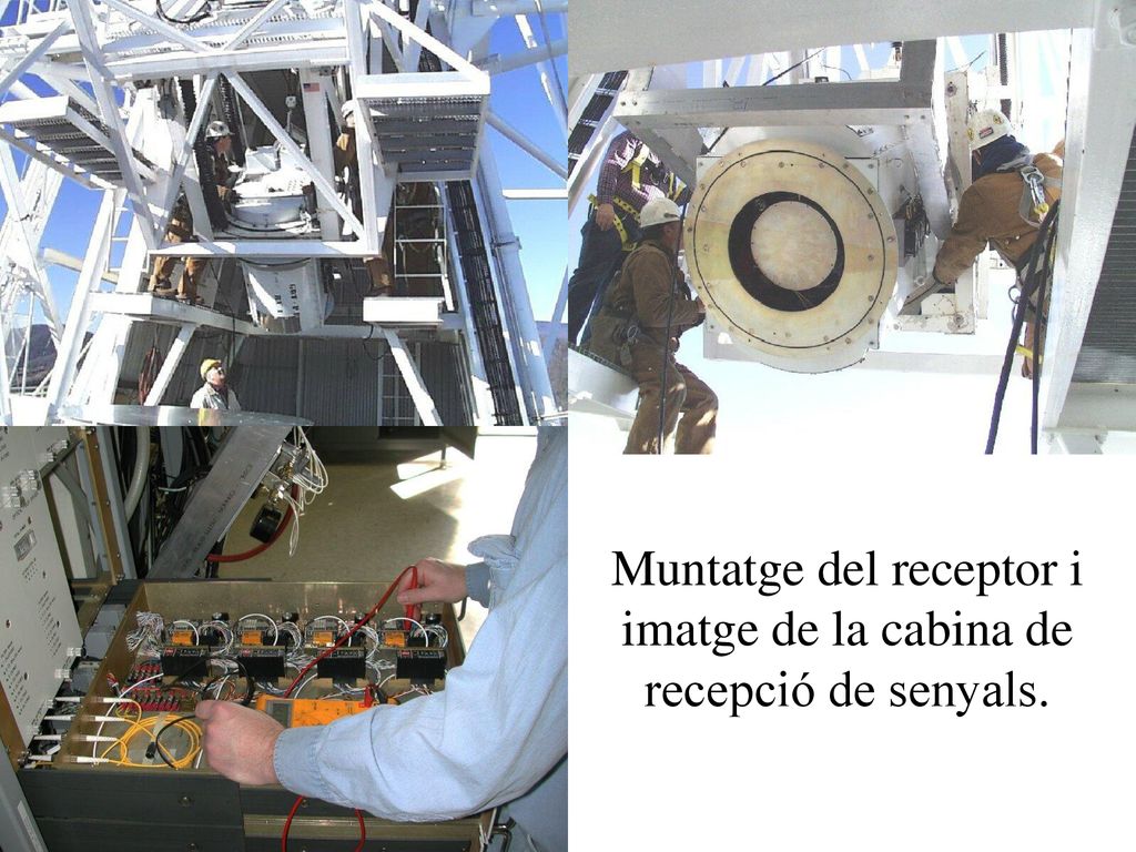Muntatge del receptor i imatge de la cabina de recepció de senyals.