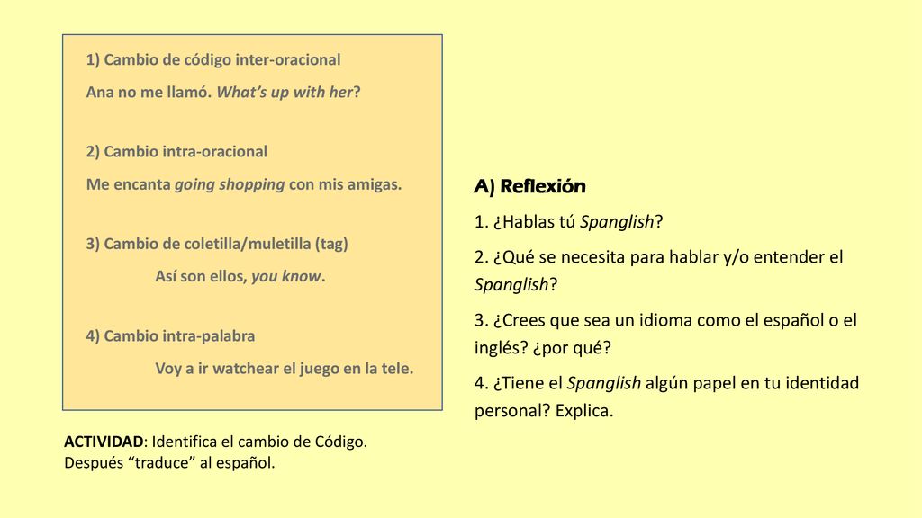 2. ¿Qué se necesita para hablar y/o entender el Spanglish