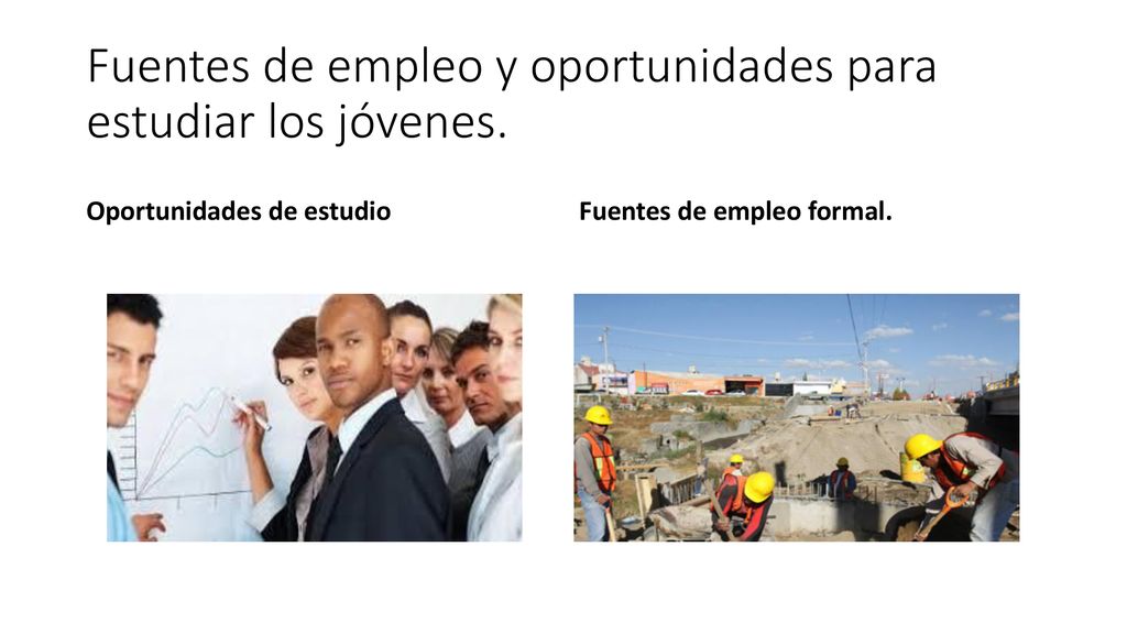 Fuentes de empleo y oportunidades para estudiar los jóvenes.