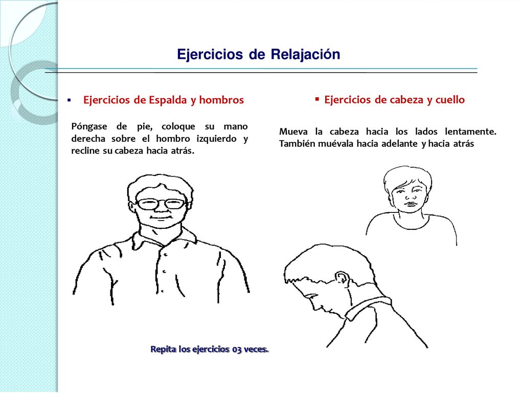 Ejercicios de Espalda y hombros  Ejercicios de cabeza y cuello