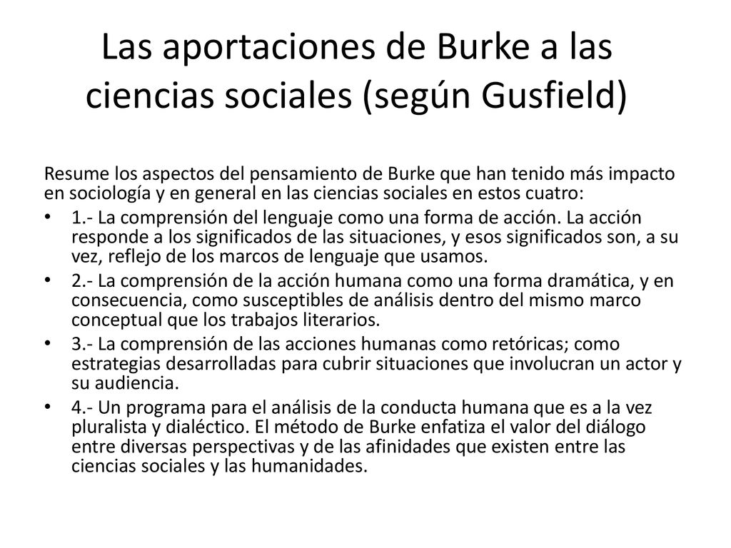 Las aportaciones de Burke a las ciencias sociales (según Gusfield)
