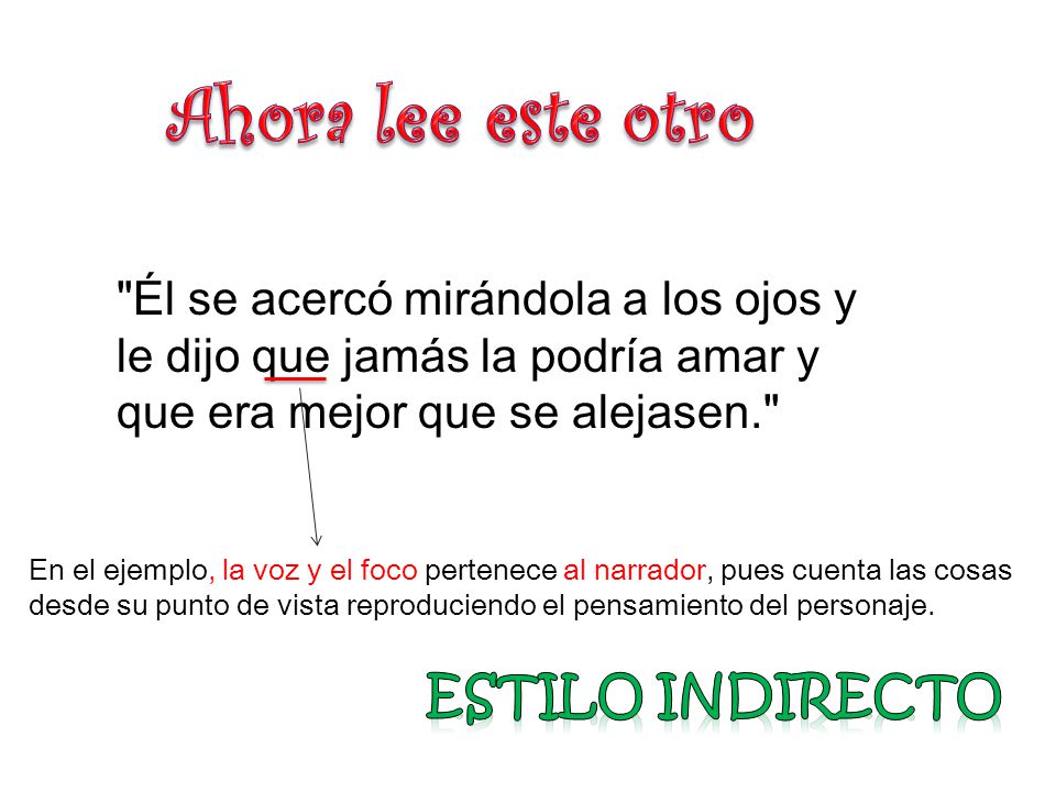 Ahora lee este otro Estilo indirecto