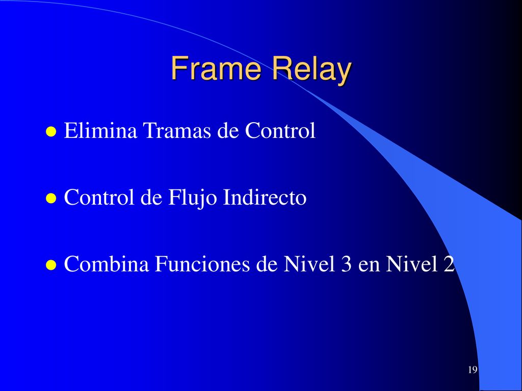 Frame Relay Elimina Tramas de Control Control de Flujo Indirecto