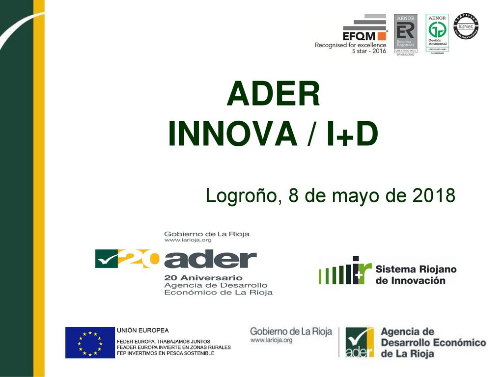 ADER INNOVA / I+D Logroño, 8 de mayo de 2018