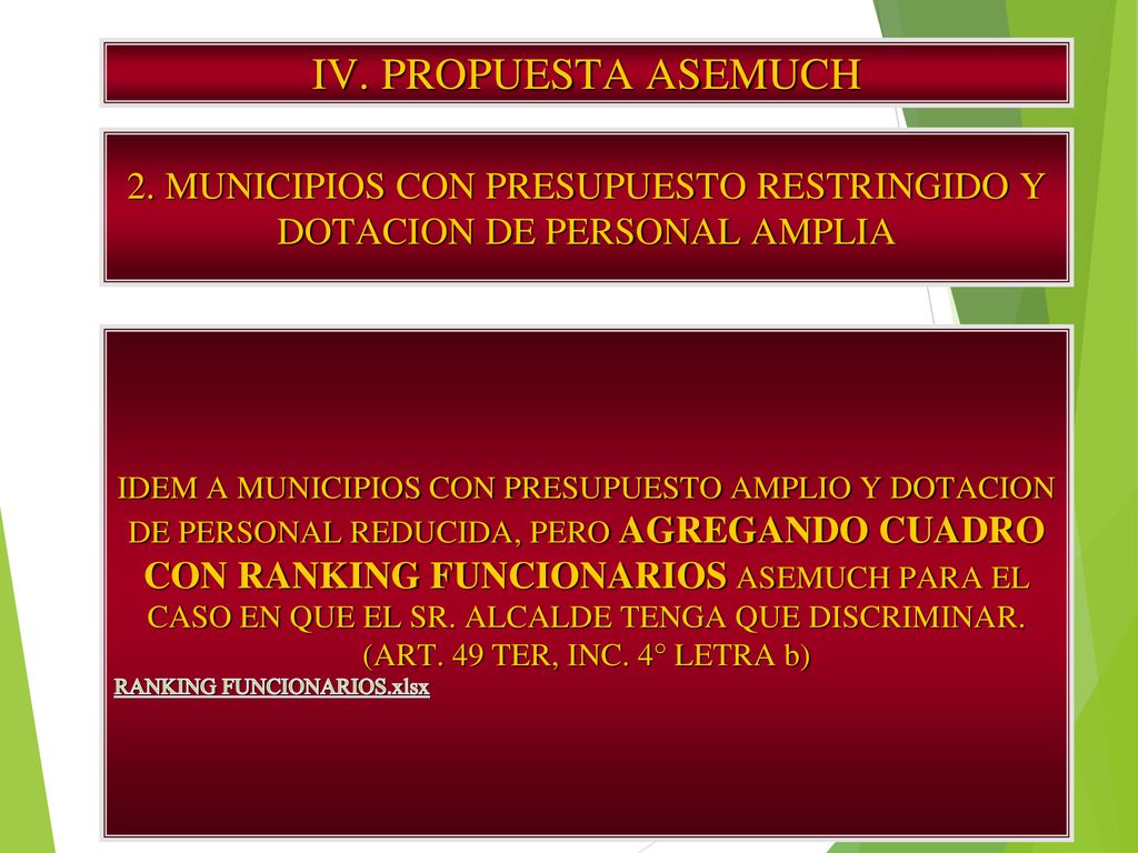 IV. PROPUESTA ASEMUCH 2. MUNICIPIOS CON PRESUPUESTO RESTRINGIDO Y DOTACION DE PERSONAL AMPLIA.
