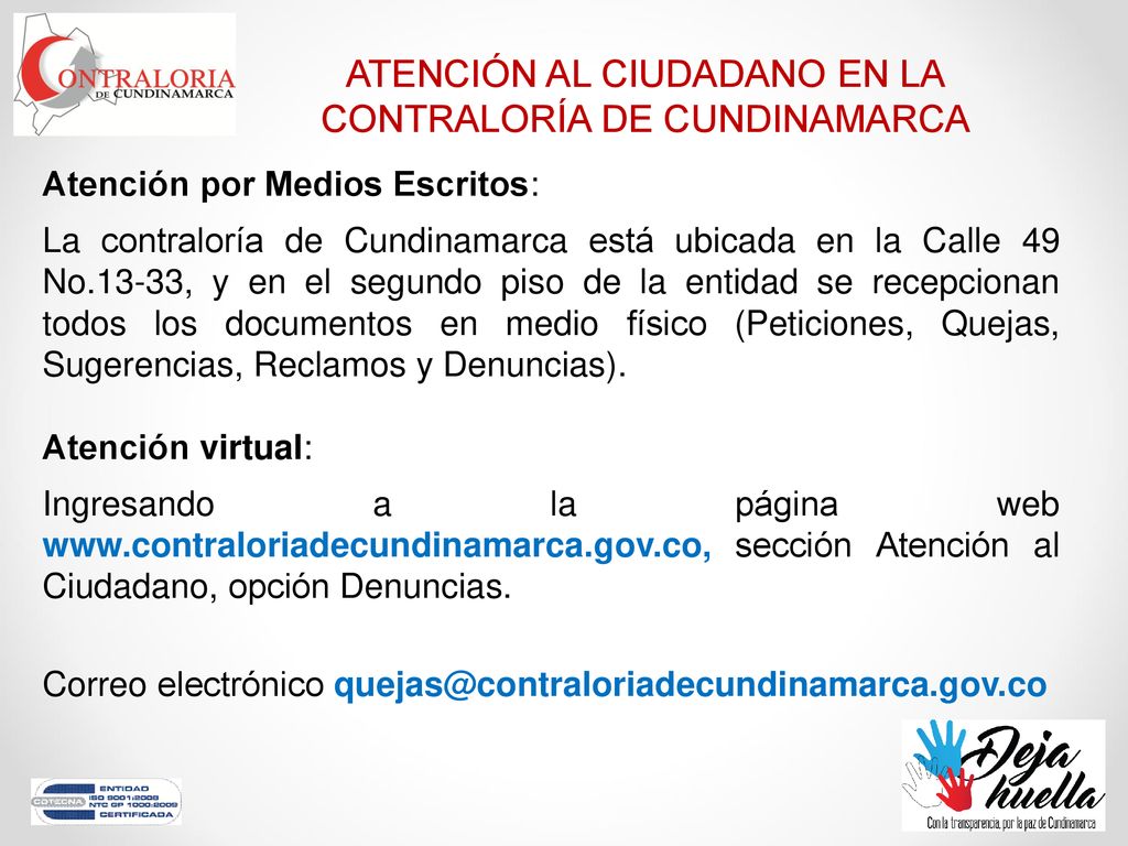 ATENCIÓN AL CIUDADANO EN LA CONTRALORÍA DE CUNDINAMARCA